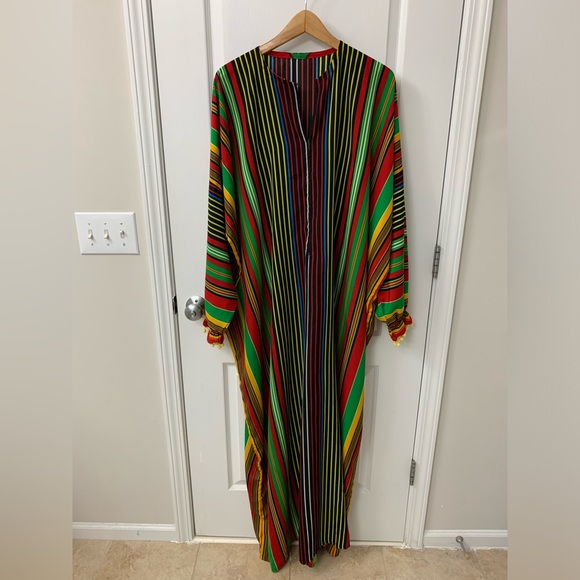 Colorful Striped Dress / Arab / African Style Traditional Abaya - Picture 14 of 17